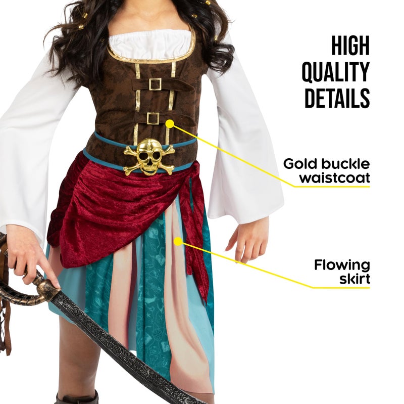 Morph Pirate Captain Girls Pirate Costume Girl Halloween Costumes for Girls Buccaneer Costume Dress Halloween M - Image 4